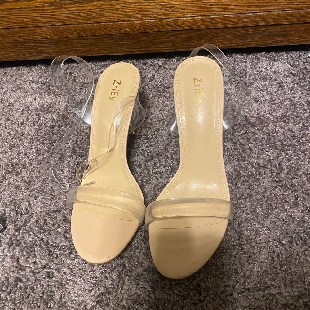 Ziev Women's Clear Strap Heels - Cream